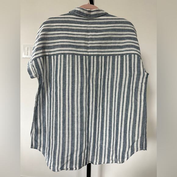 Beach lunch and lounge linen/cotton stripe top, size Large worn once - Picture 7 of 8